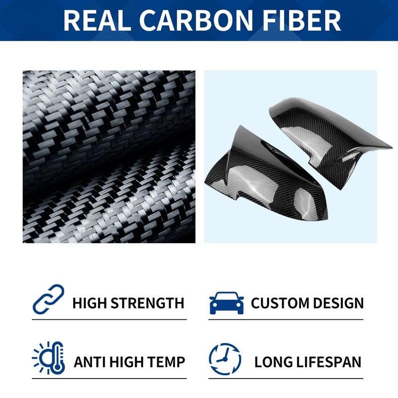 XPHAZZ Real Carbon Fiber Mirror Caps Compatible with 3-Series F30 F31 F34 / 4-Series F32 F33 F36 / 2-Series F22 F23 / 1-Series F20 X1 E84 M2 F87 2PCS-Set - Image 3